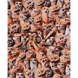 Džersio trikotažas su skaitmenine spauda Funny Cats